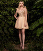 Cinderella Divine  Champagne Shimmer Tulle Flare Prom Dress