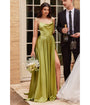 Cinderella Divine  Chartreuse Liquid Satin Prom Gown