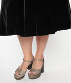 Chelsea Crew 1920s Bronze Shimmer Peep Toe Platform T - Straps - Unique Vintage - T - Staps
