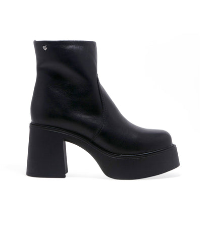 Chelsea Crew Black Leather Platform Vanson Boots - Unique Vintage - Womens, SHOES, BOOTS