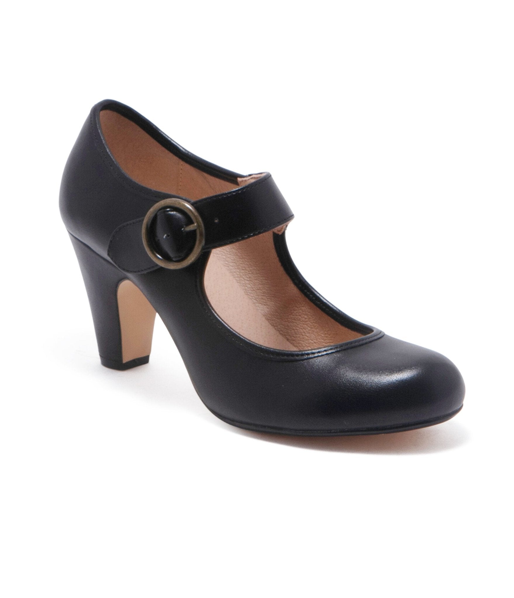 Chelsea Crew Black Leatherette Mary Jane Madeline Heels - Unique Vintage - Womens, SHOES, HEELS