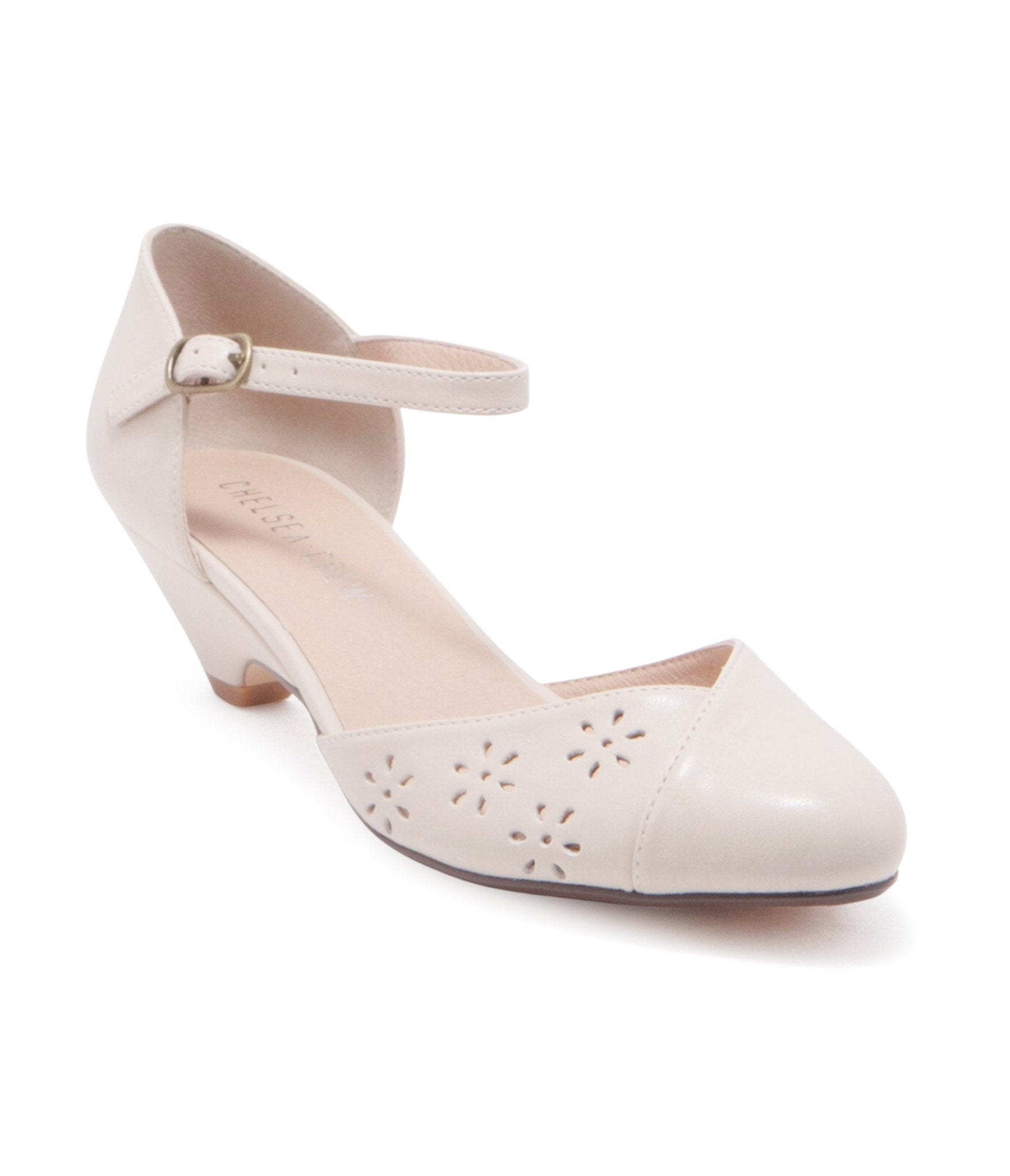 Chelsea Crew Bone Leatherette Eyelet Percy Heels - Unique Vintage - Womens, SHOES, HEELS
