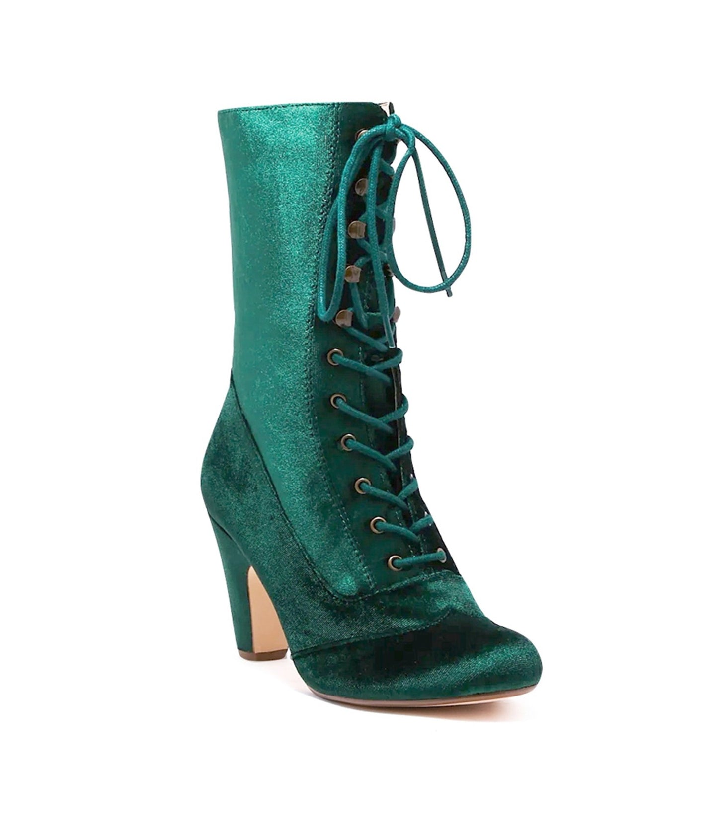 Chelsea Crew Emerald Green Velvet Victorian Claire Boots - Unique Vintage - Womens, SHOES, BOOTS