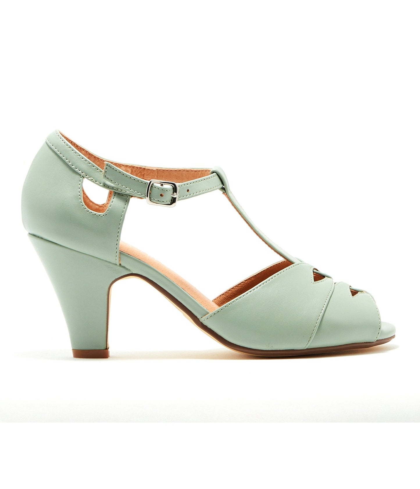 Chelsea Crew Mint Leatherette T-Strap Catherina Heels - Unique Vintage - Womens, SHOES, HEELS