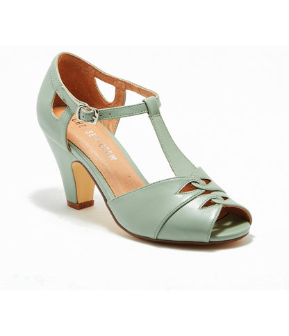 Chelsea Crew Mint Leatherette T-Strap Catherina Heels - Unique Vintage - Womens, SHOES, HEELS