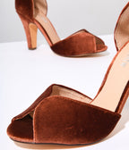 Chelsea Crew Rust Velvet Lola Pumps - Unique Vintage - Womens, SHOES, HEELS