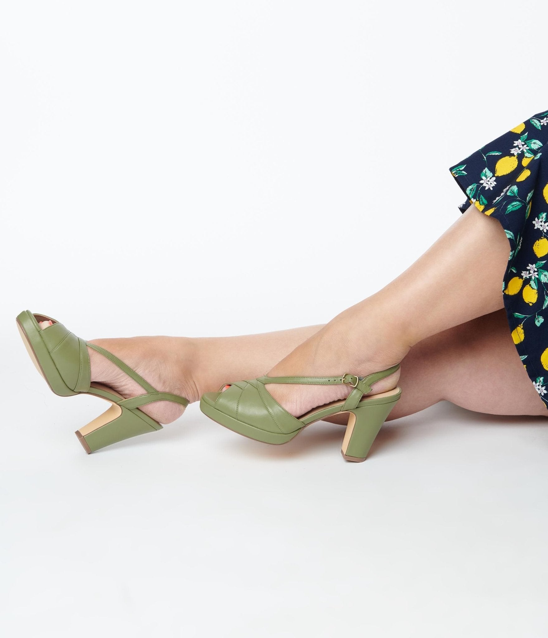 Chelsea Crew Sage Green Peep Toe Arabel Heels - Unique Vintage - Womens, SHOES, HEELS