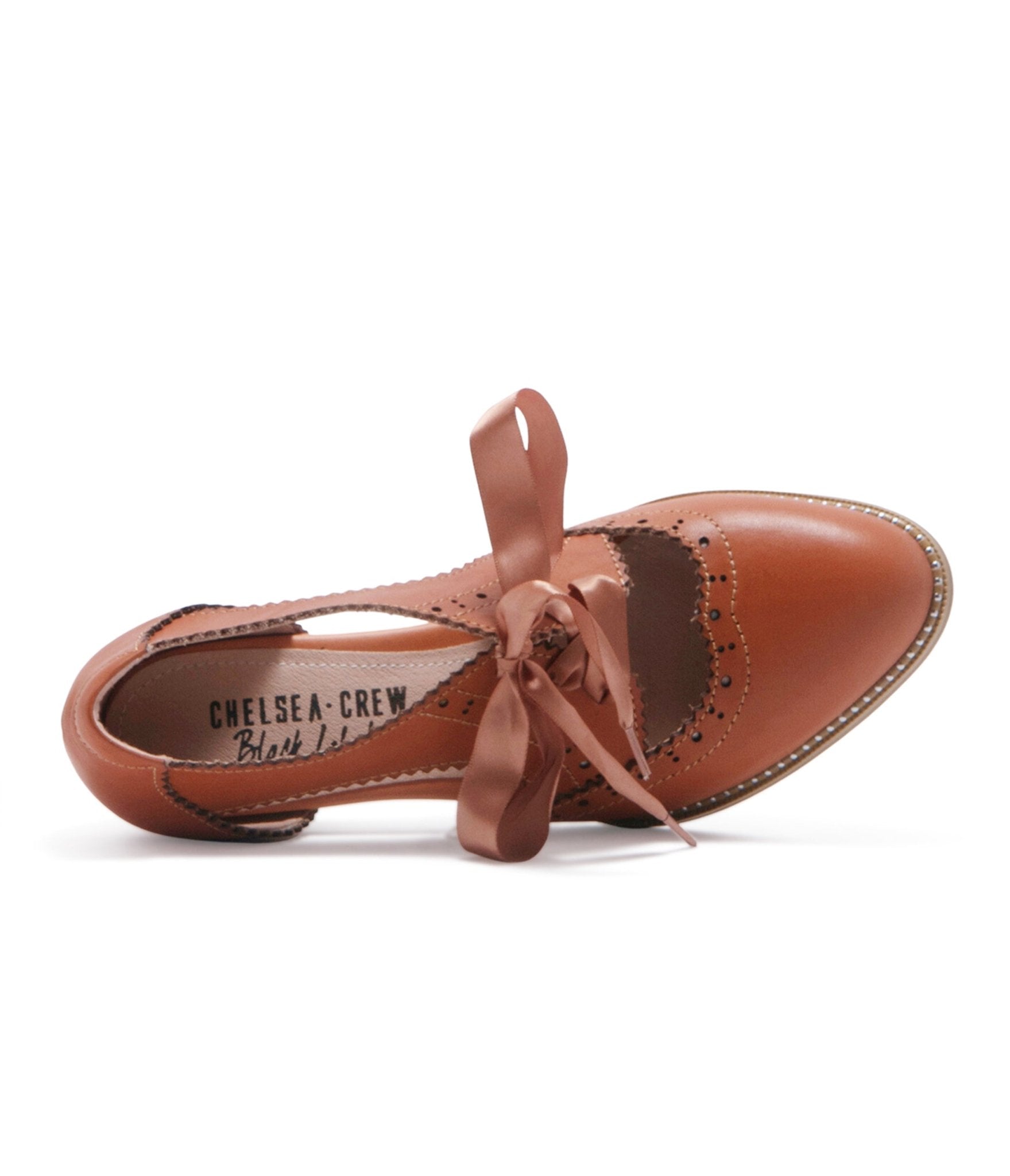 Chelsea Crew Tan Leather Bow Oxford Heels - Unique Vintage - Womens, SHOES, HEELS