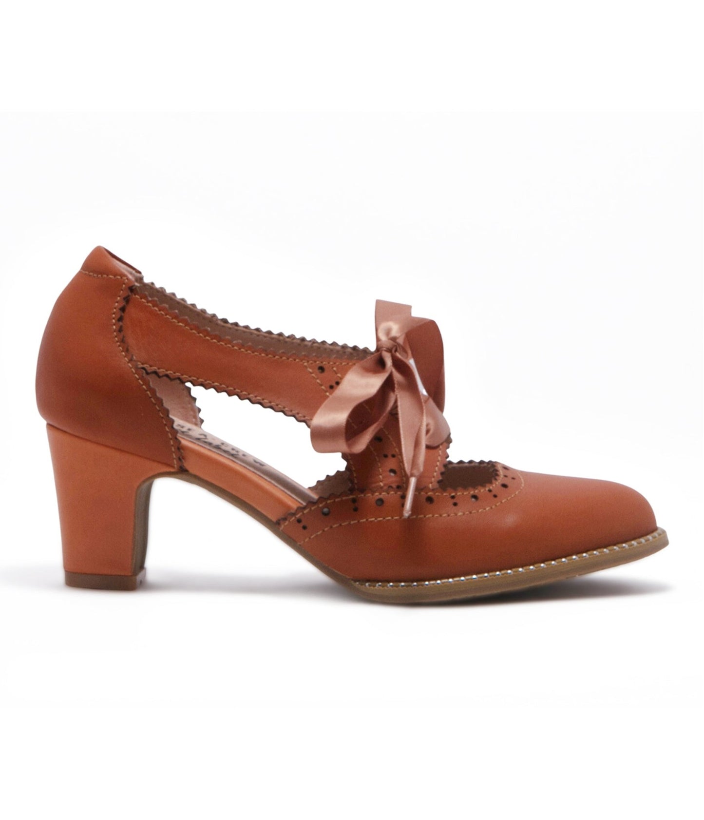 Chelsea Crew Tan Leather Bow Oxford Heels - Unique Vintage - Womens, SHOES, HEELS