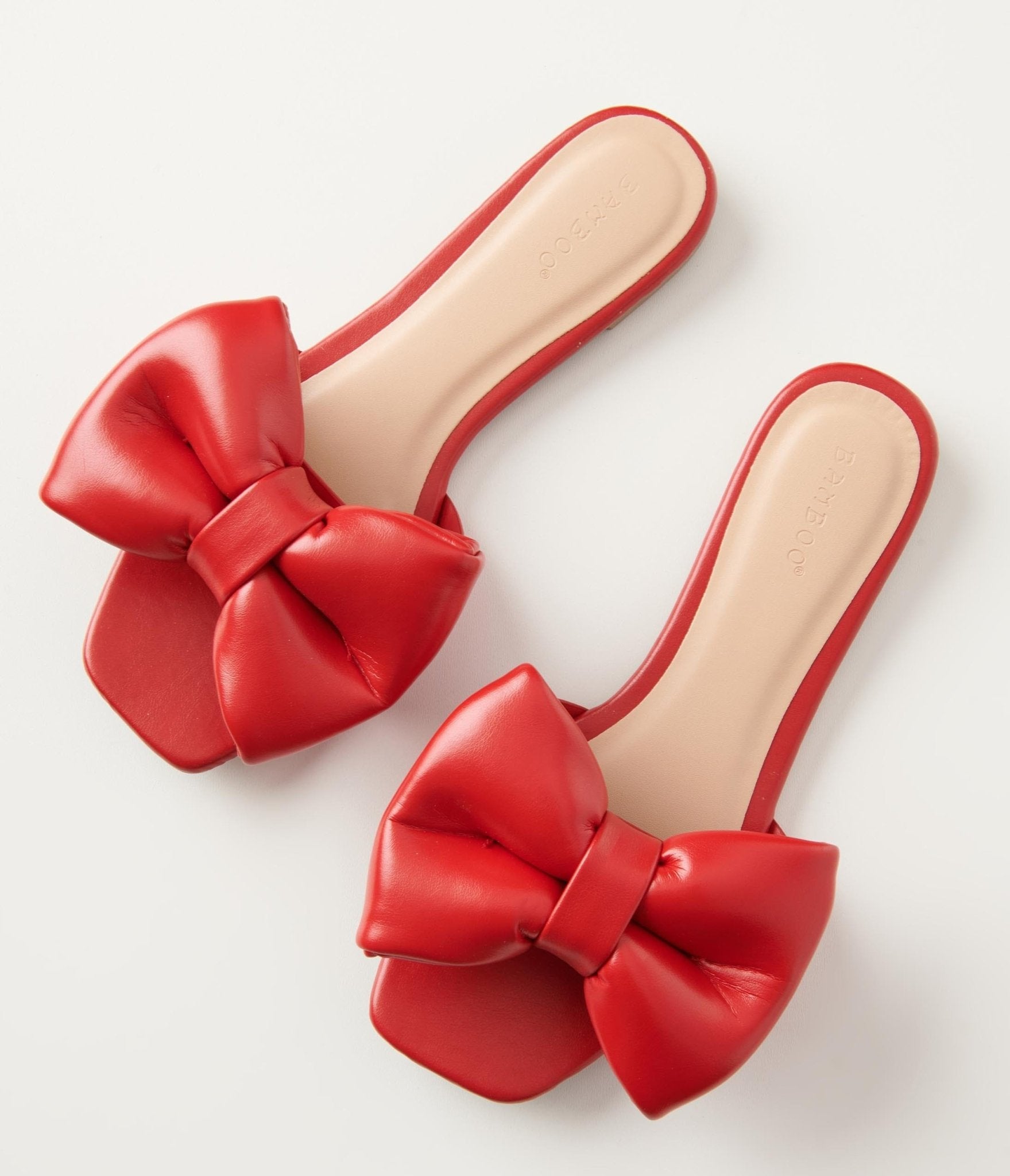 Chic Smooth Red Bow Slipper - Unique Vintage - Womens, SHOES, FLATS