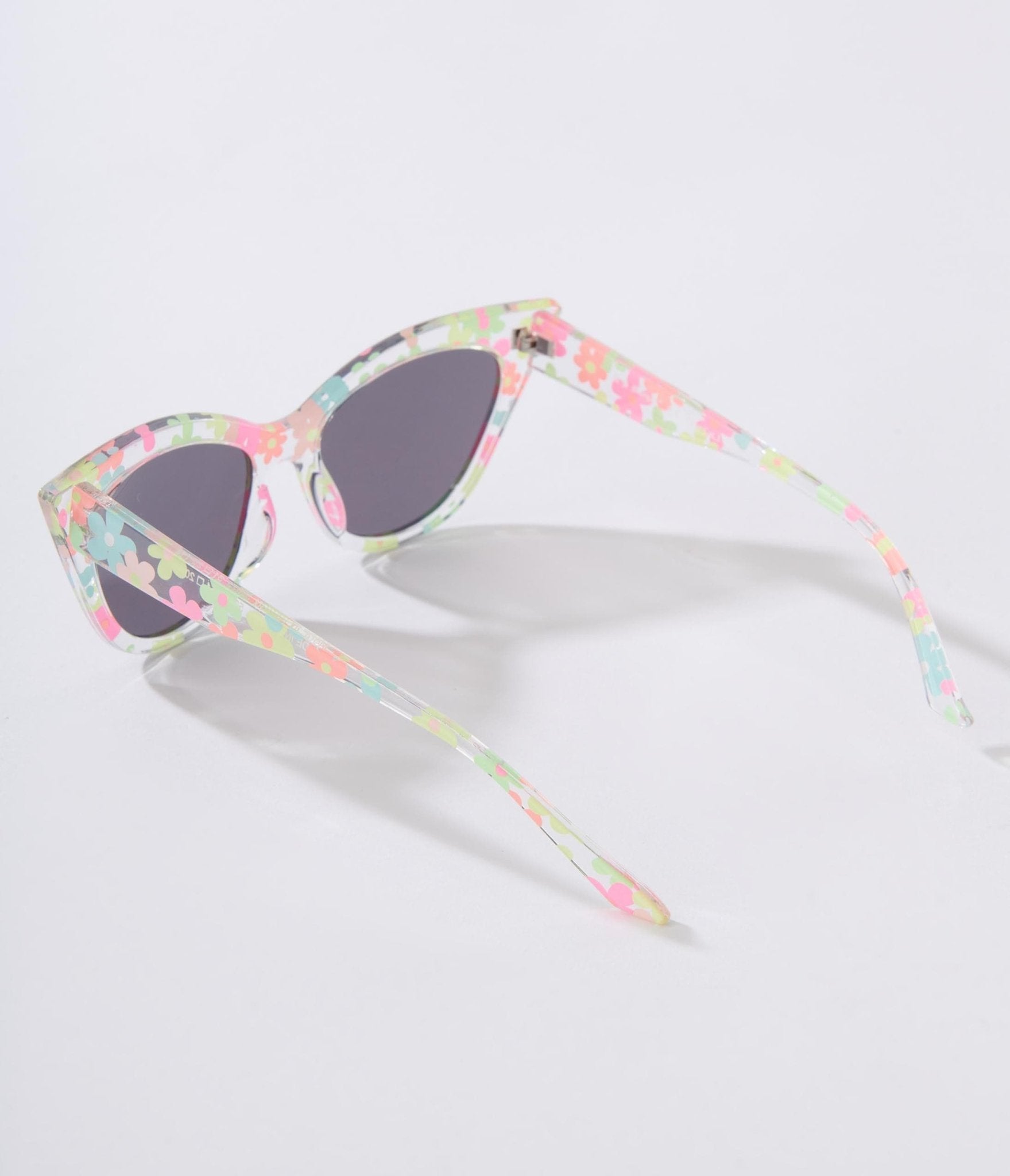 Clear Pastel Floral Cat Eye Sunglasses - Unique Vintage - Womens, ACCESSORIES, SUNGLASSES