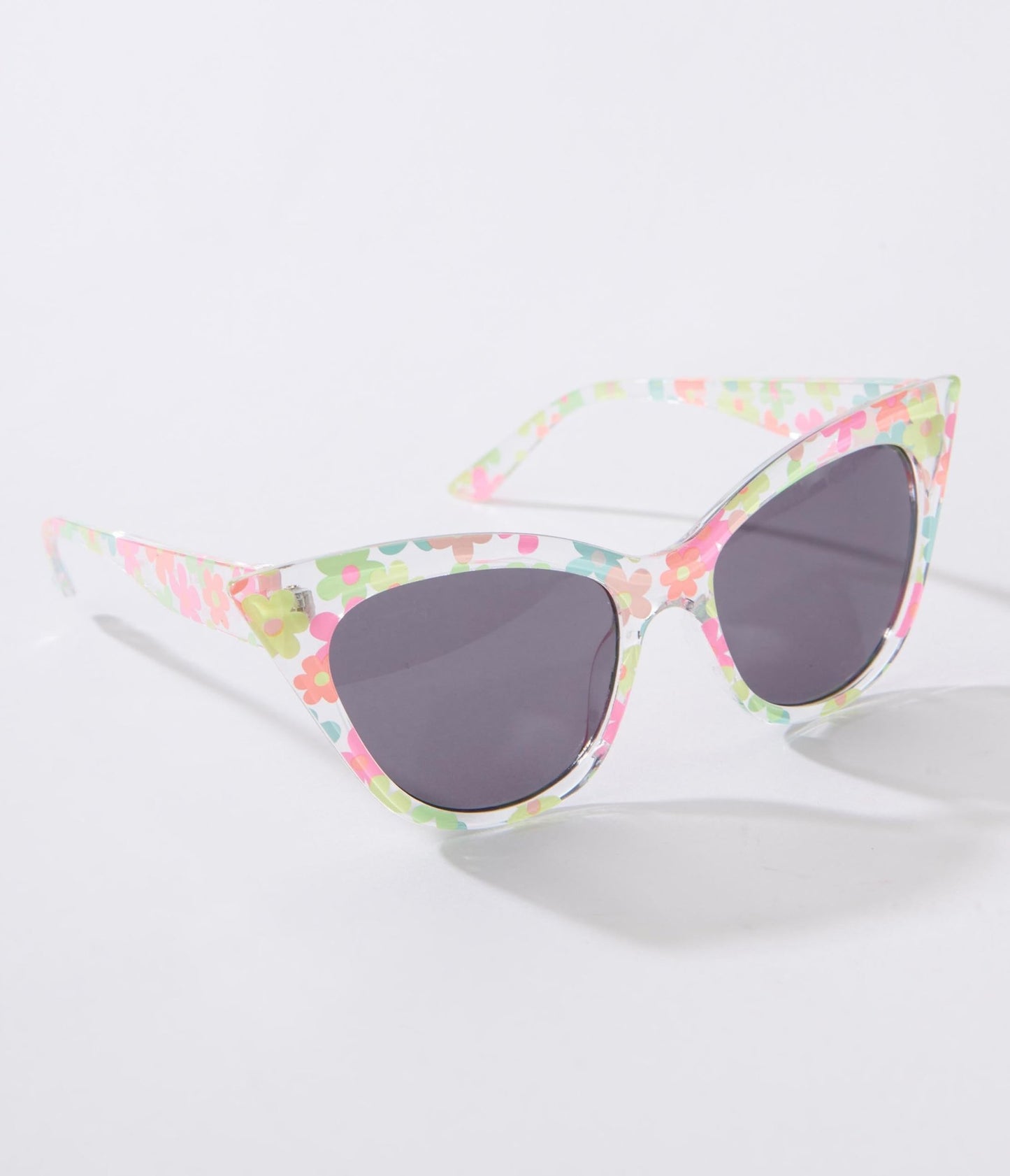 Clear Pastel Floral Cat Eye Sunglasses - Unique Vintage - Womens, ACCESSORIES, SUNGLASSES