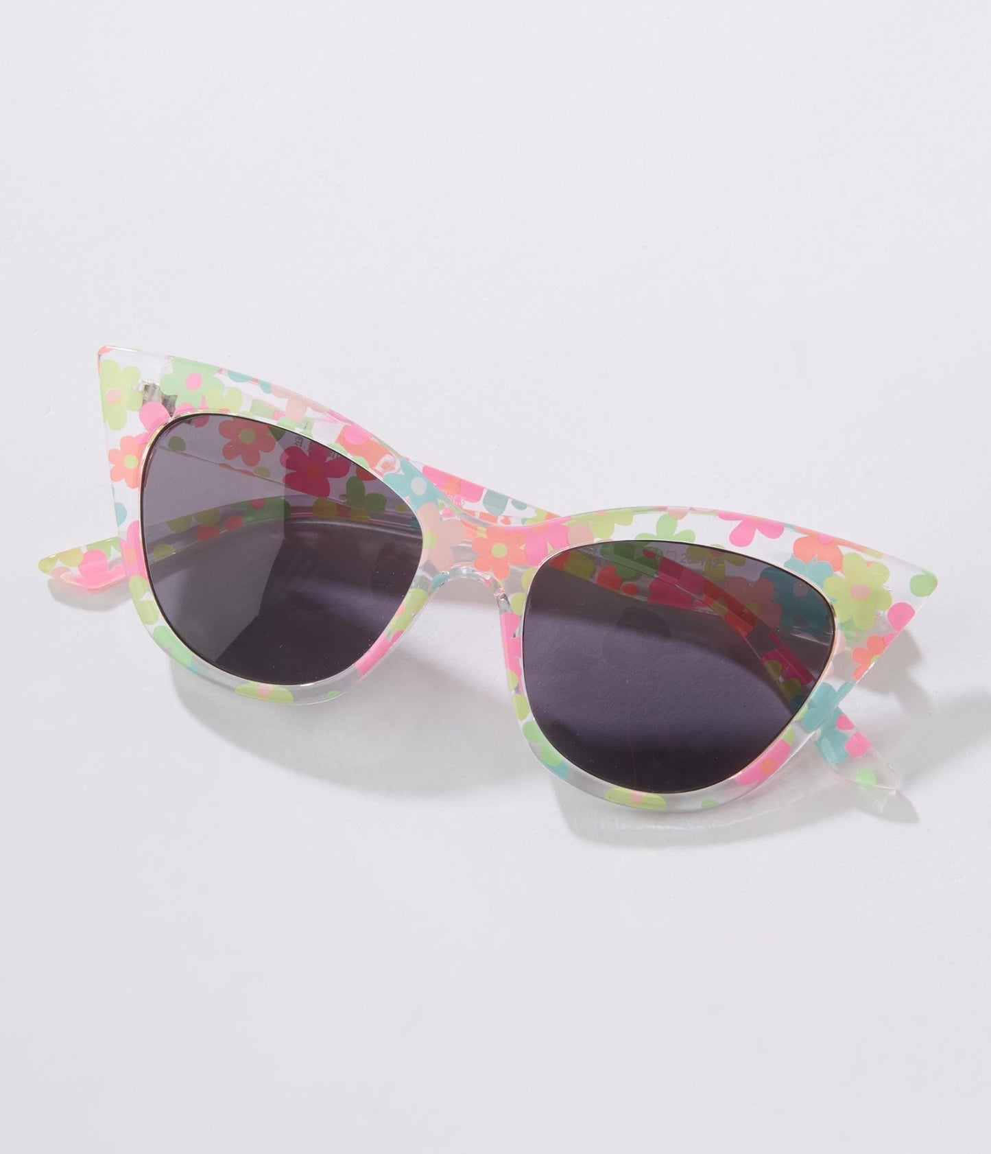 Clear Pastel Floral Cat Eye Sunglasses - Unique Vintage - Womens, ACCESSORIES, SUNGLASSES