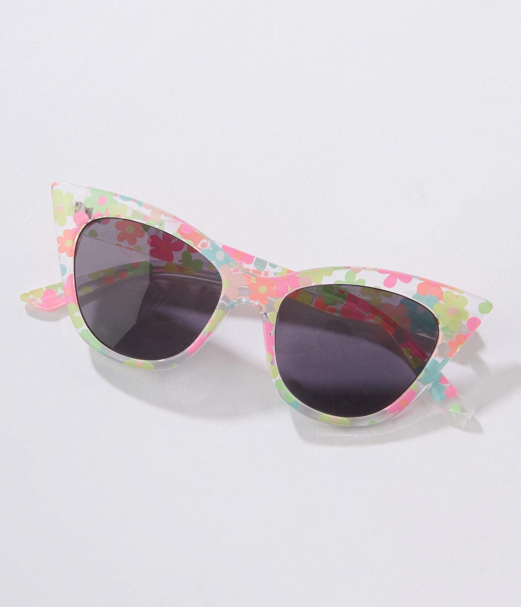 Clear Pastel Floral Cat Eye Sunglasses - Unique Vintage - Womens, ACCESSORIES, SUNGLASSES