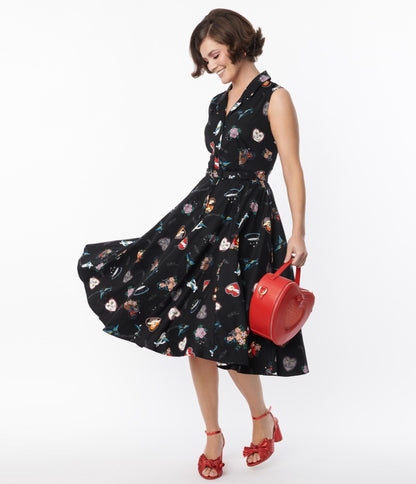 Collectif Black Cats Forever Caterina Swing Dress - Unique Vintage - Womens, DRESSES, SWING