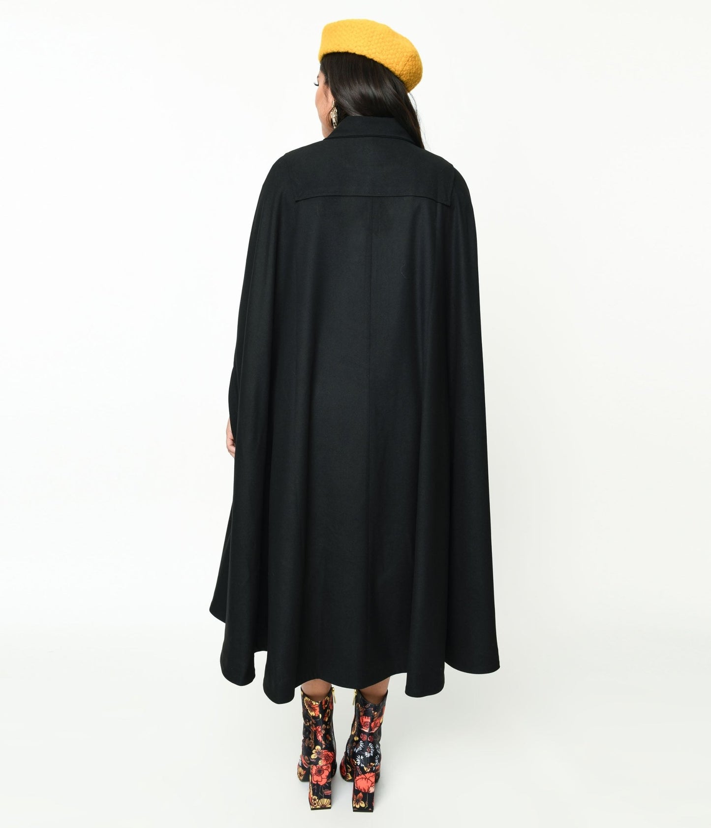 Collectif Black Enola Cape Coat - Unique Vintage - Womens, TOPS, OUTERWEAR
