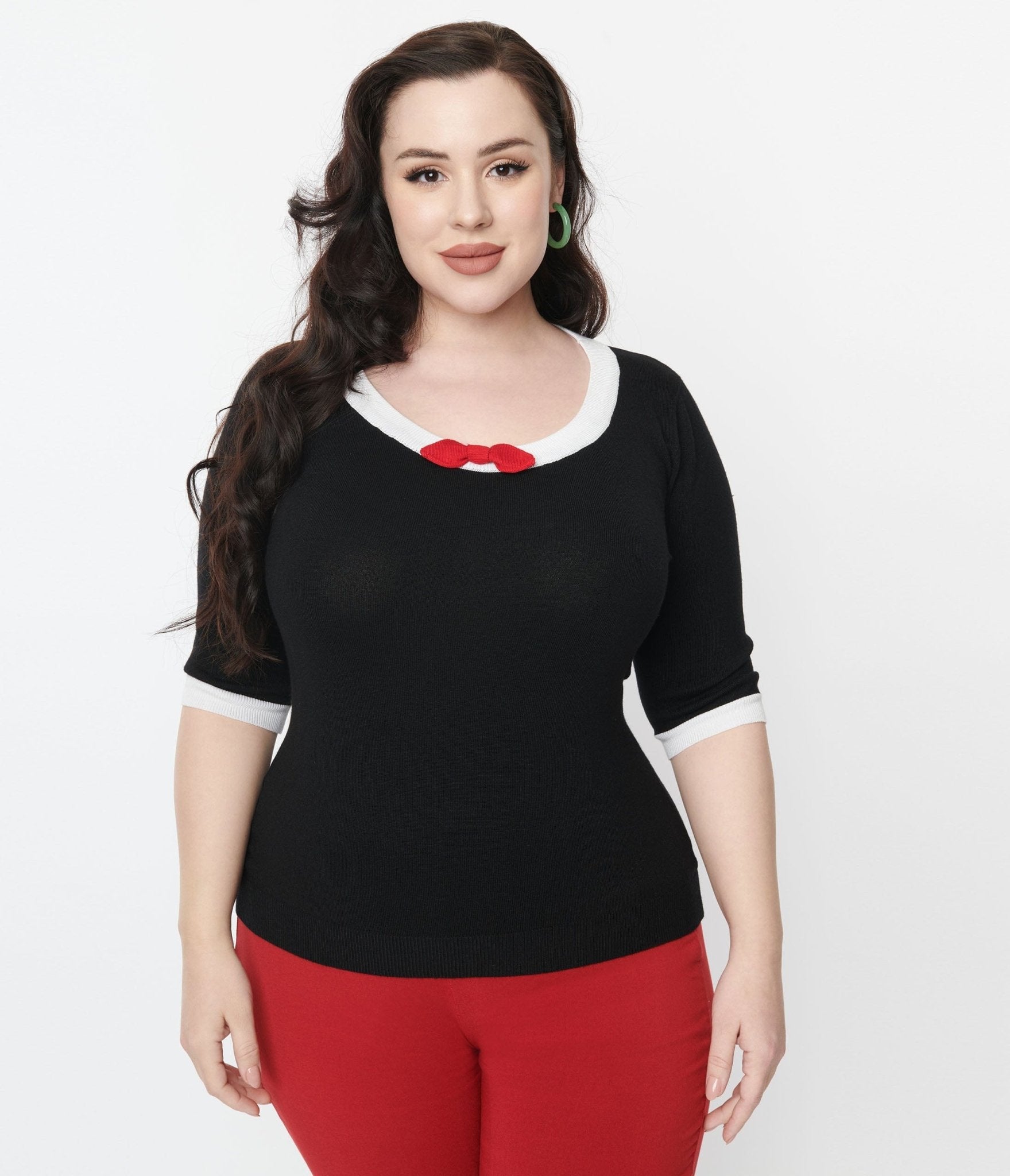 Collectif Black Freya Knit Top - Unique Vintage - Womens, TOPS, KNIT TOPS