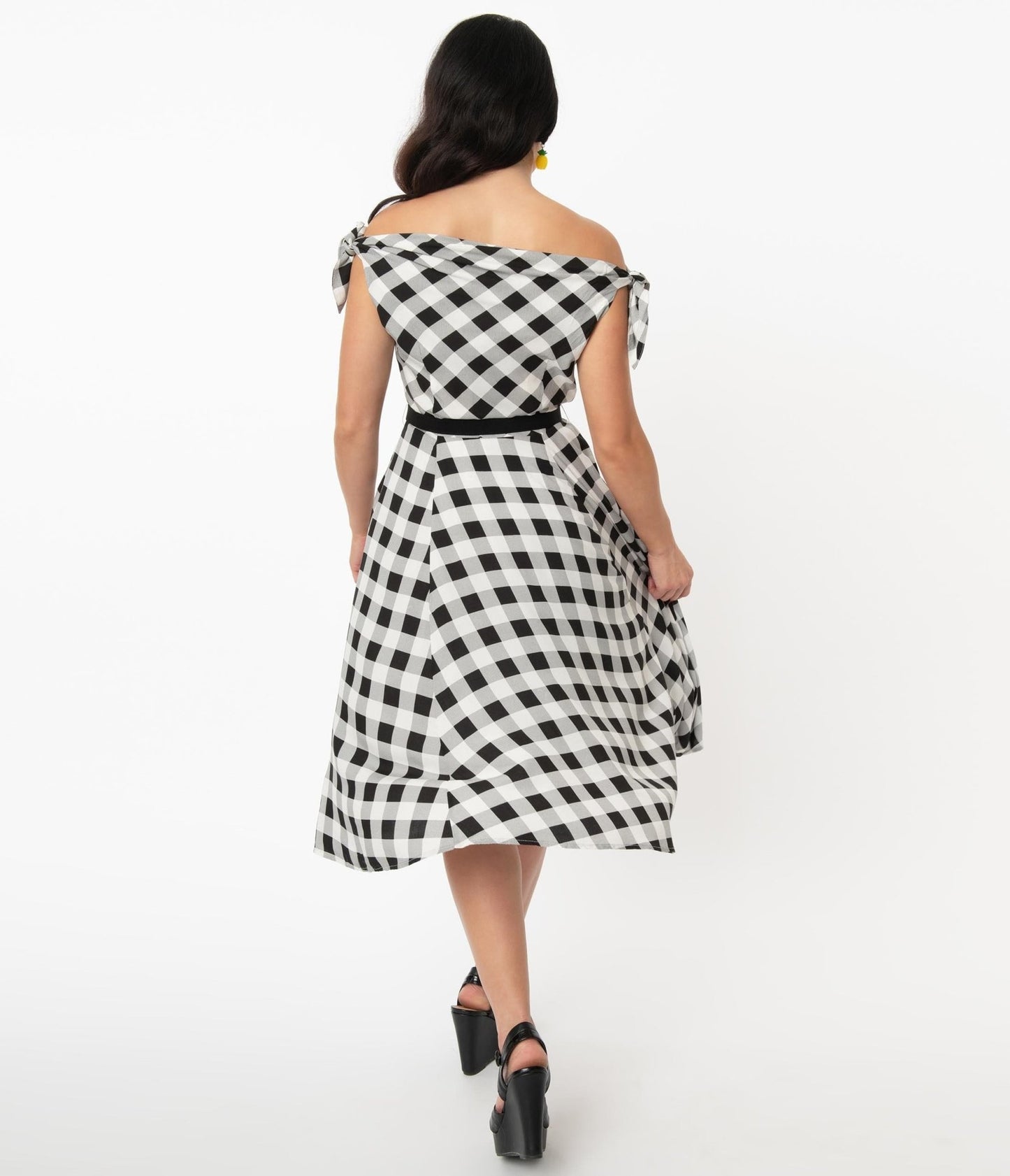 Collectif Black & White Gingham Giordana Swing Dress - Unique Vintage - Womens, DRESSES, SWING
