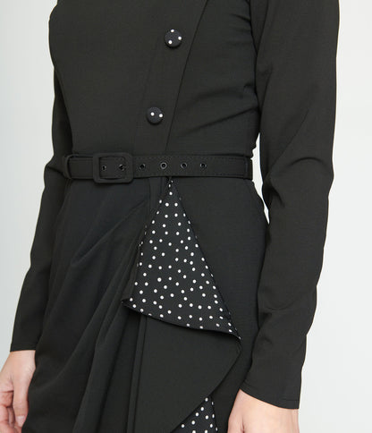 Collectif Black & White Polka Dots Anika Pencil Dress - Unique Vintage - Womens, DRESSES, WIGGLE