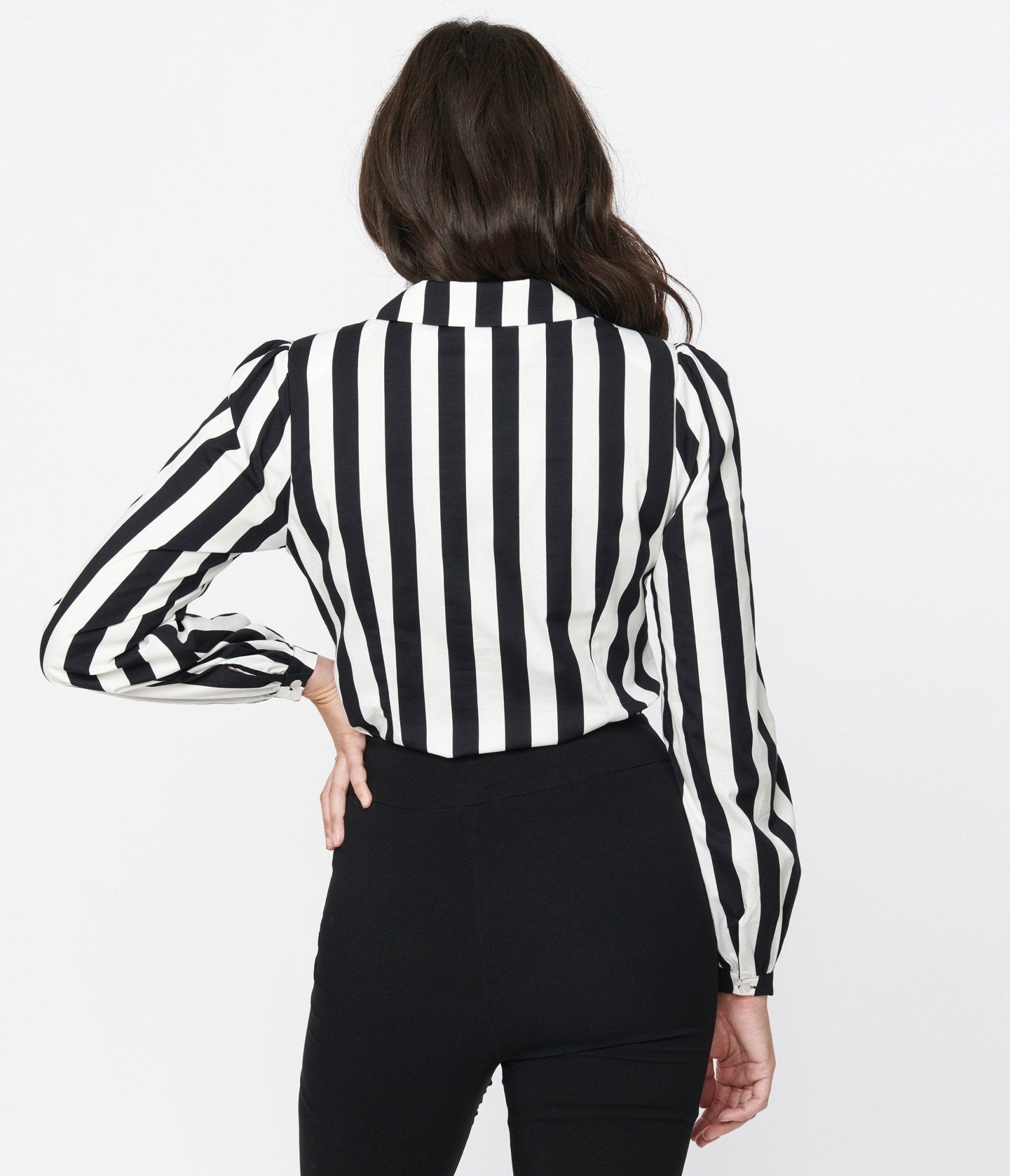 Collectif Black & White Striped Jerry Blouse - Unique Vintage - Womens, TOPS, WOVEN TOPS