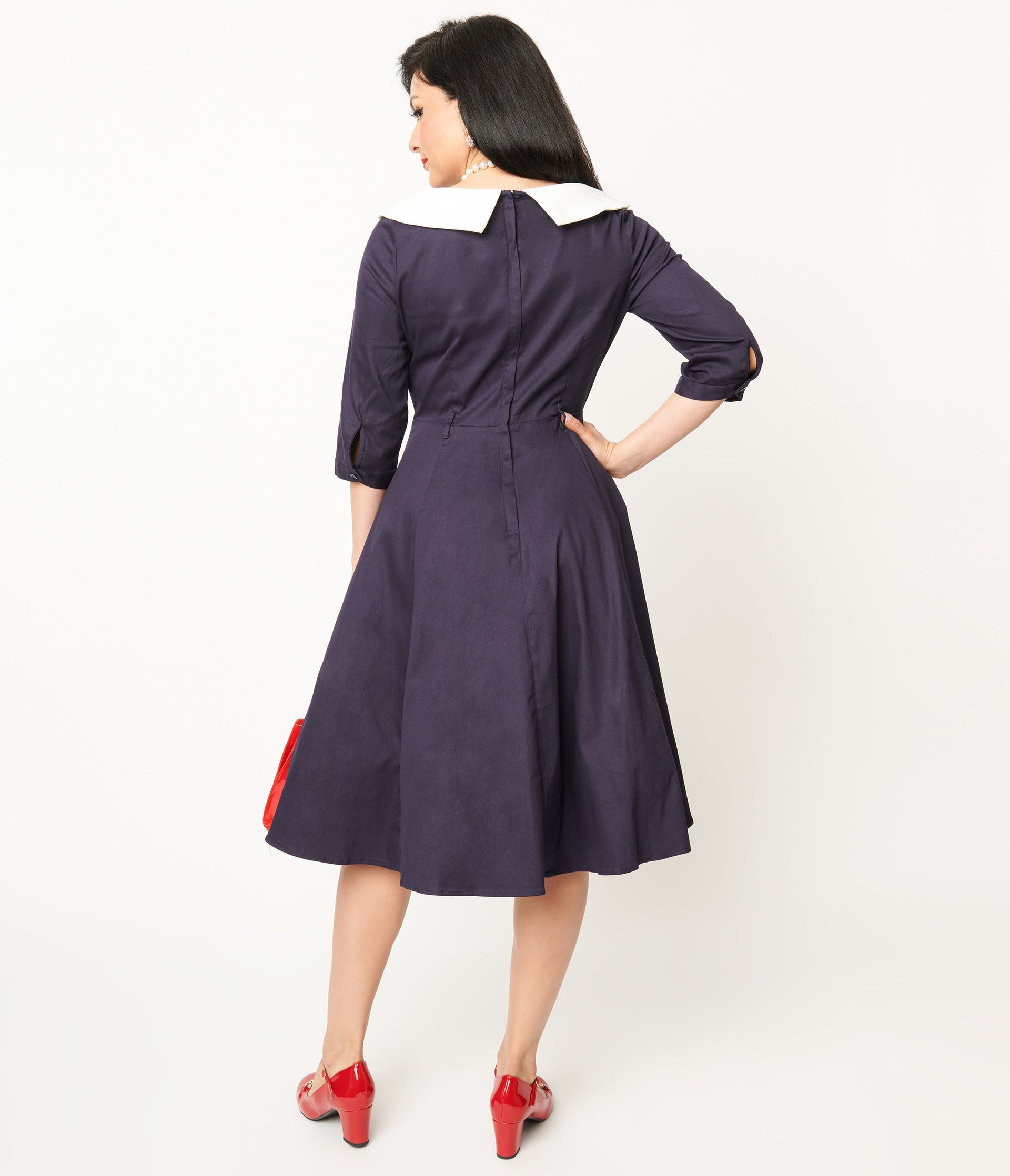 Collectif Navy & White Elle Swing Dress - Unique Vintage - Womens, DRESSES, FIT AND FLARE