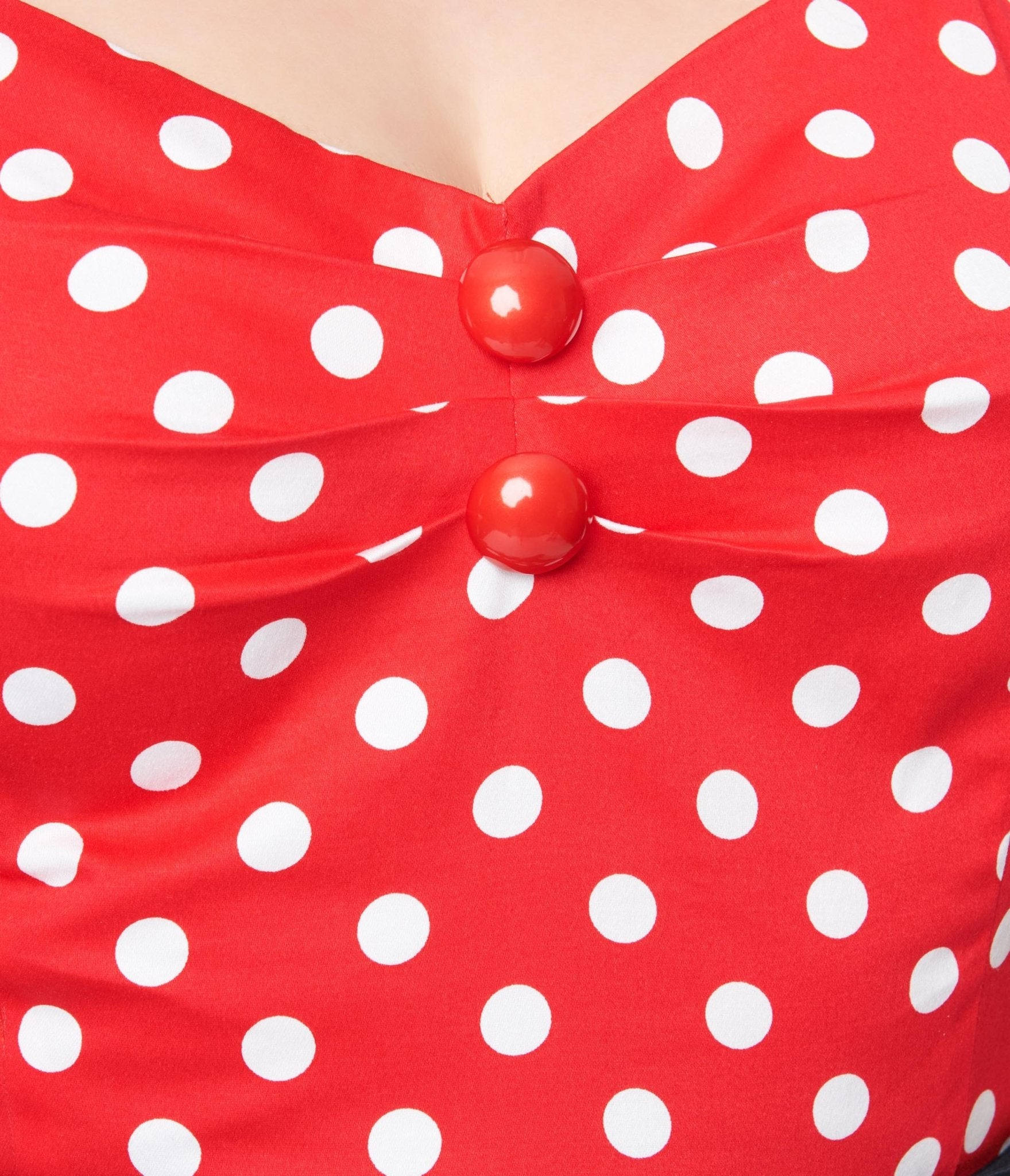 Collectif Red & White Polka Dot Dolores Top - Unique Vintage - Womens, TOPS, WOVEN TOPS
