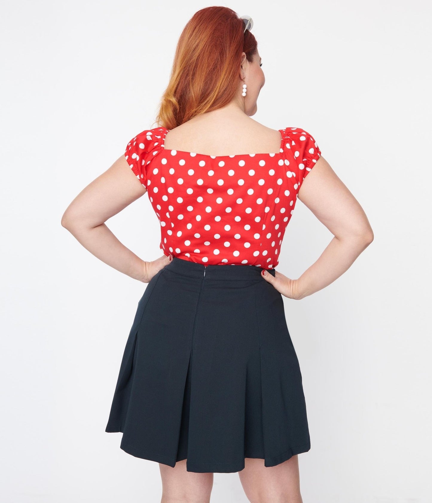 Collectif Red & White Polka Dot Dolores Top - Unique Vintage - Womens, TOPS, WOVEN TOPS