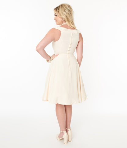 Cream Bridal Swing Dress - Unique Vintage - Womens, DRESSES, SWING