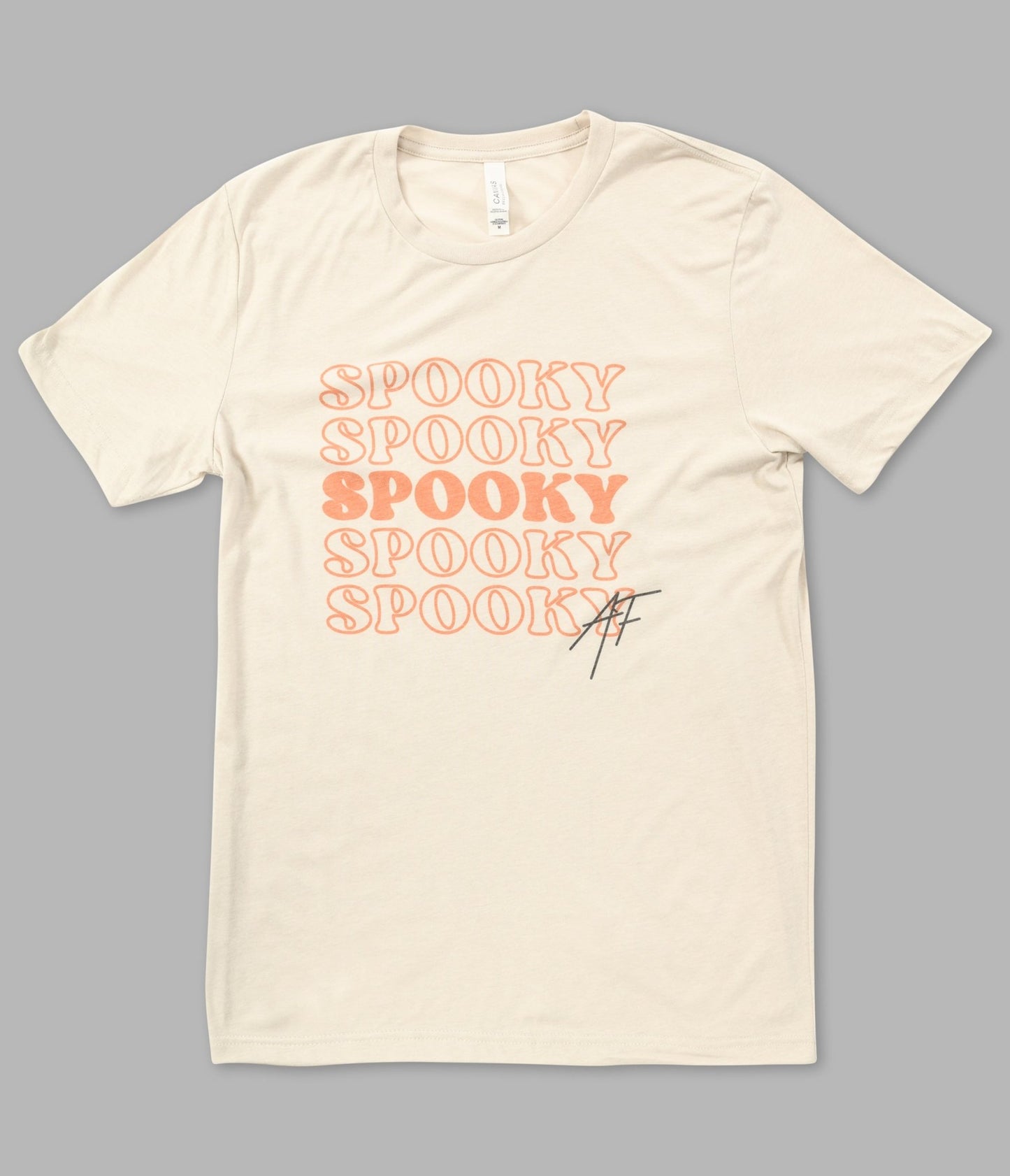 Cream Spooky AF Fitted Graphic Tee - Unique Vintage - Womens, HALLOWEEN, GRAPHIC TEES