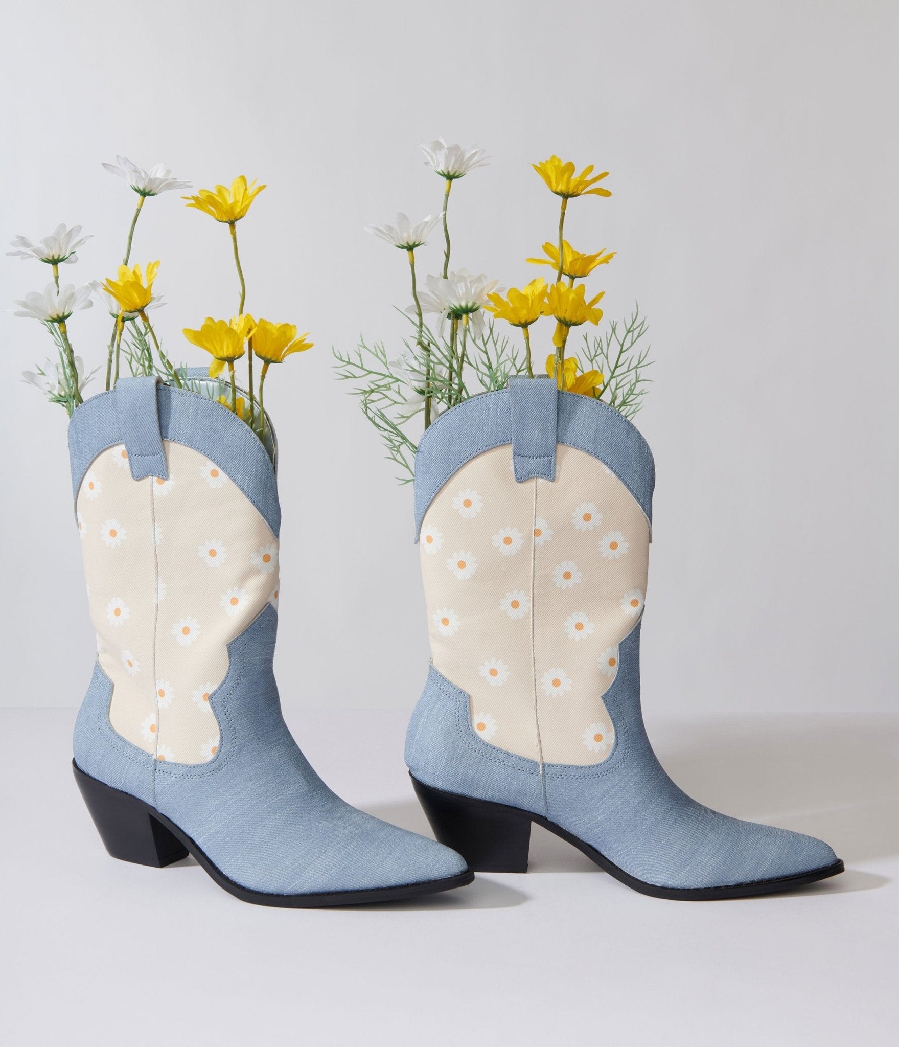 Denim Daisy Cowboy Boot - Unique Vintage - Womens, SHOES, BOOTS