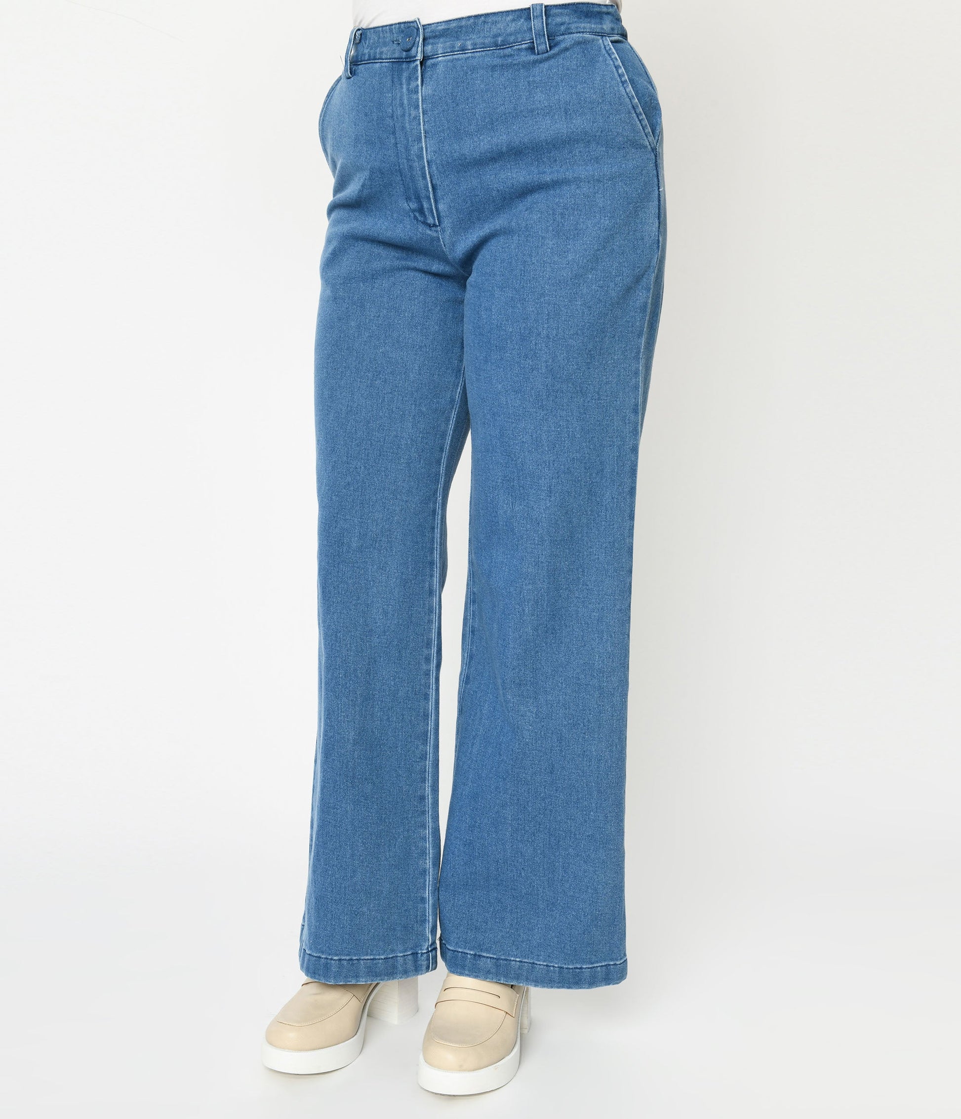 Denim Washed Straight Leg Jeans - Unique Vintage - Womens, BOTTOMS, JEANS