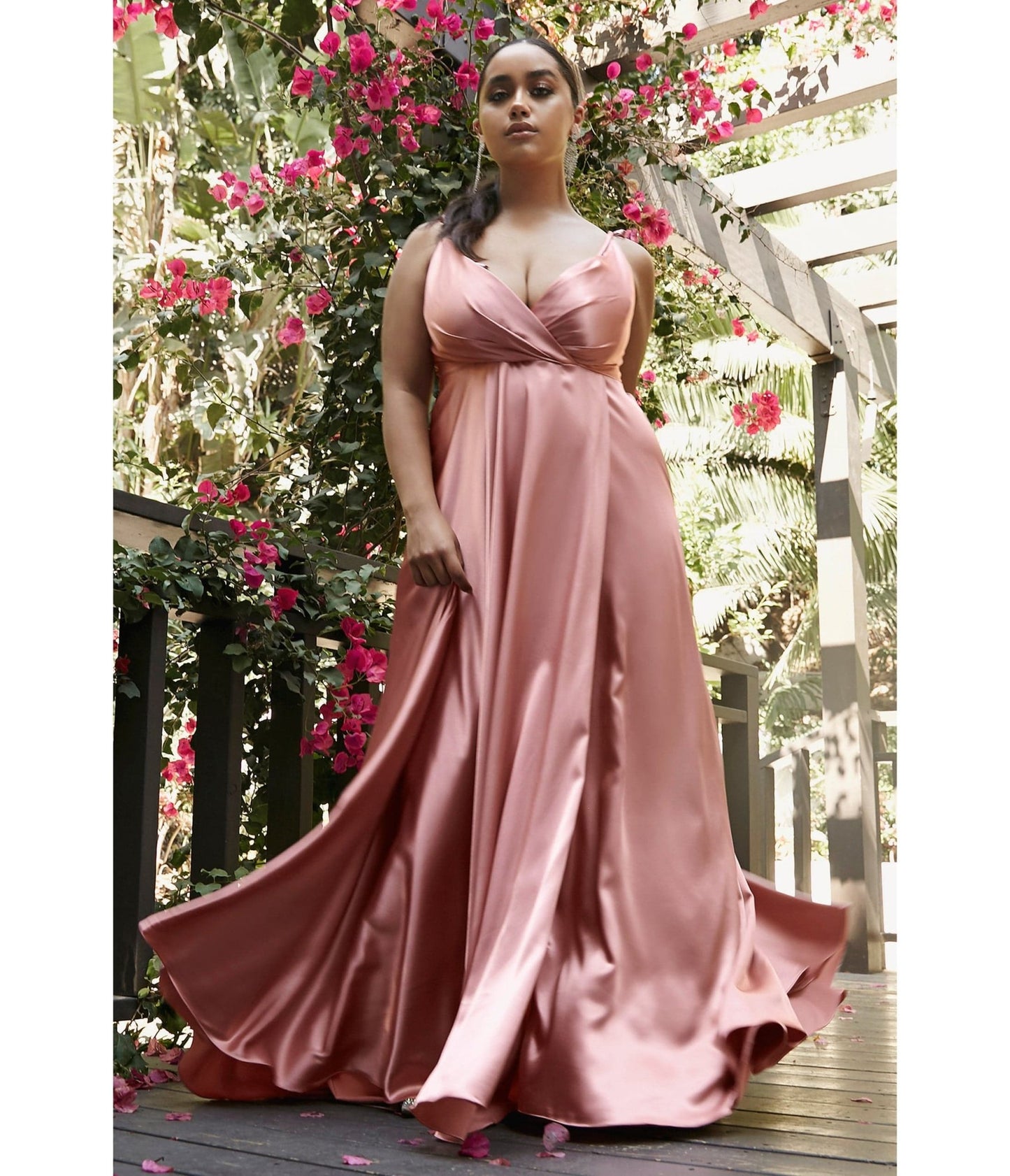 Desert Rose Flowy Satin A-Line Bridesmaid Gown - Unique Vintage - Womens, DRESSES, PROM AND SPECIAL OCCASION