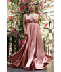 Cinderella Divine  Desert Rose Flowy Satin A-Line Bridesmaid Gown