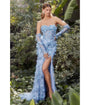 Cinderella Divine  Dusty Blue Hydrangea Embellished Corset Mermaid Evening Gown