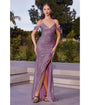Cinderella Divine  Dusty Lavender Sequin Cold Shoulder Bridesmaid Gown
