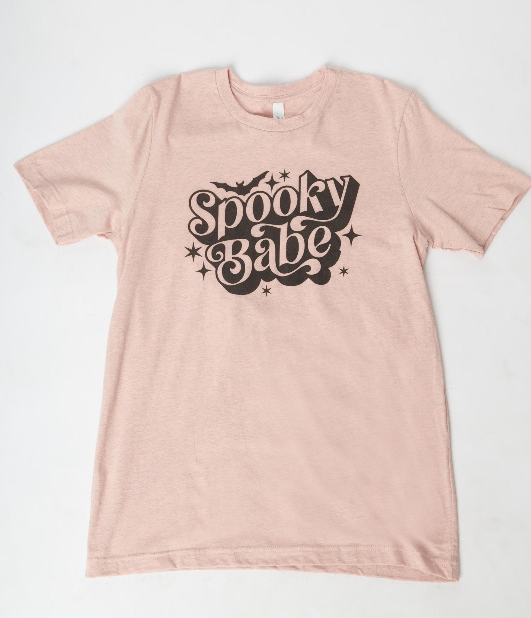 Dusty Pink Spooky Babe Unisex Graphic Tee - Unique Vintage - Womens, GRAPHIC TEES, TEES