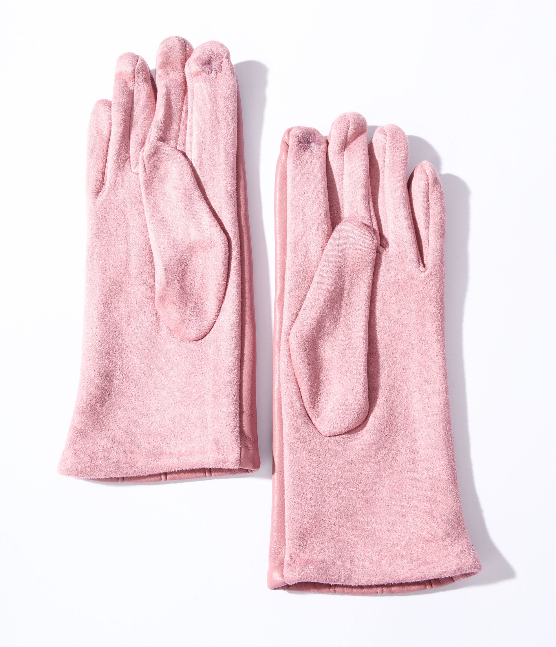 Dusty Pink Suede Leatherette Gloves - Unique Vintage - Womens, ACCESSORIES, GLOVES/SCARVES
