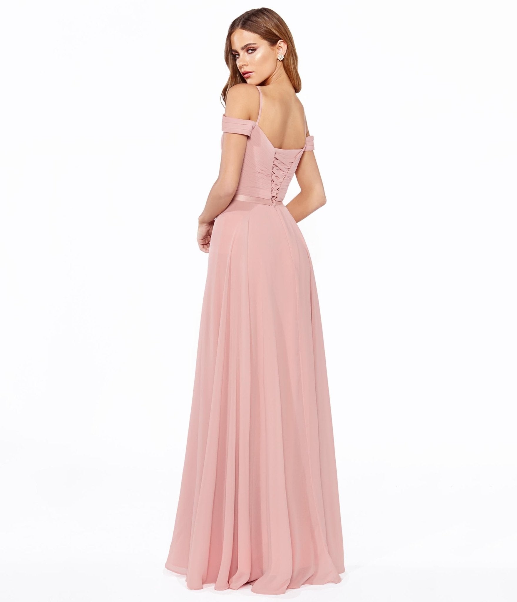 Dusty Rose Velvet Maxi - Sleeveless Dress - Off Shoulder Dress – Carlyna