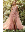 Cinderella Divine  Dusty Rose Shimmering One Shoulder Fairytale Bridesmaid Gown