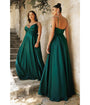 Cinderella Divine  Emerald Ruched Satin Mystique Bridesmaid Gown