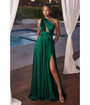 Cinderella Divine  Emerald Satin Convertible Halter Evening Gown
