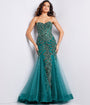 Jovani Emerald Sequin Embellished Corset Trumpet Evening Gown