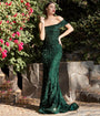 Cinderella Divine  Emerald Sequin One Shoulder Mermaid Prom Gown