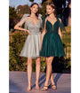 Cinderella Divine  Emerald Shimmer Tulle Flare Prom Dress