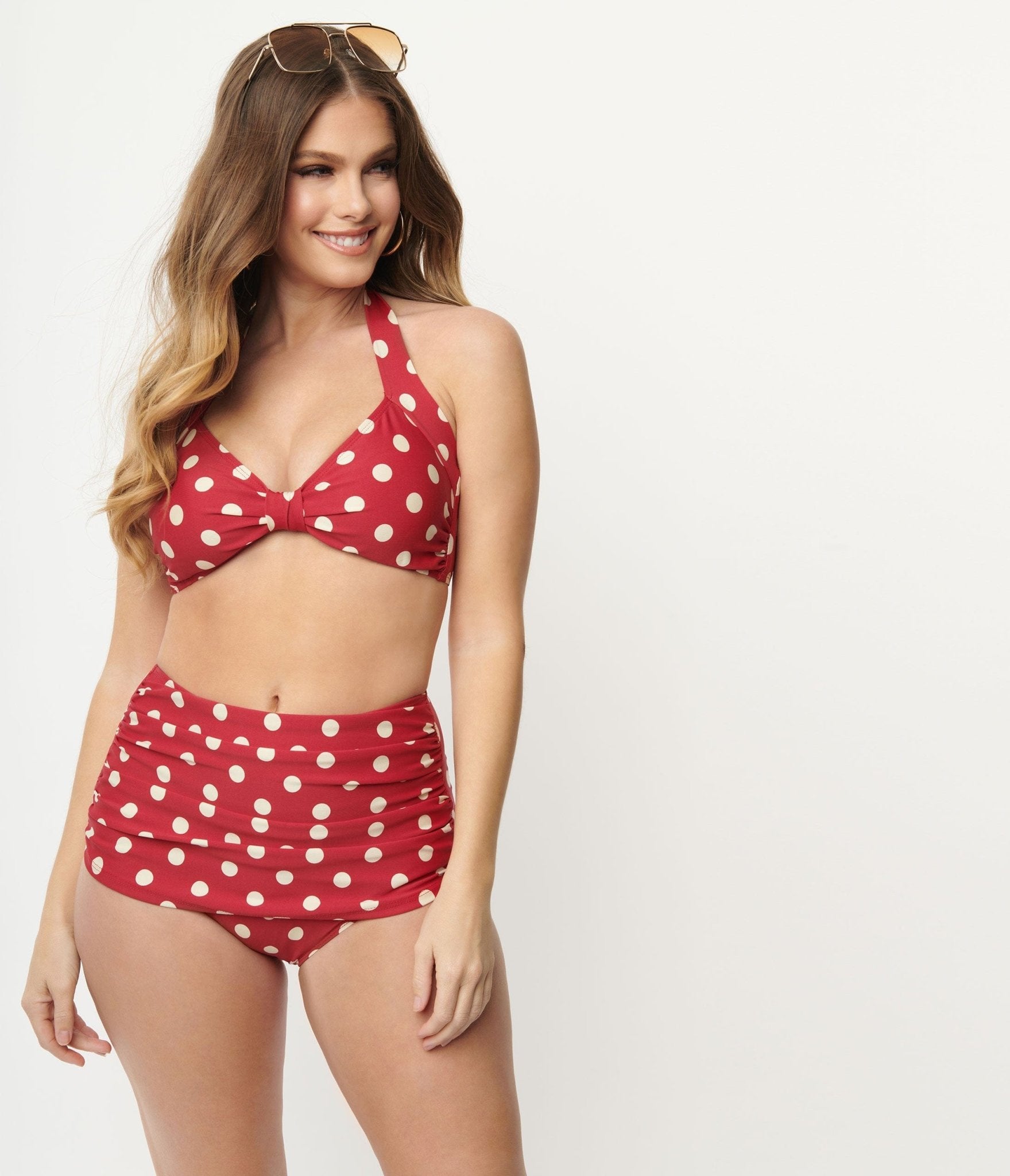 Cherry Red women's polka dot mesh thong Dotty Mesh