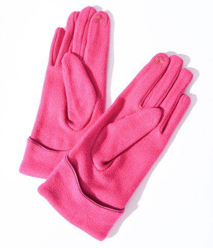 Fuchsia Scallop Cuffed Gloves - Unique Vintage - Womens, ACCESSORIES, GLOVES/SCARVES