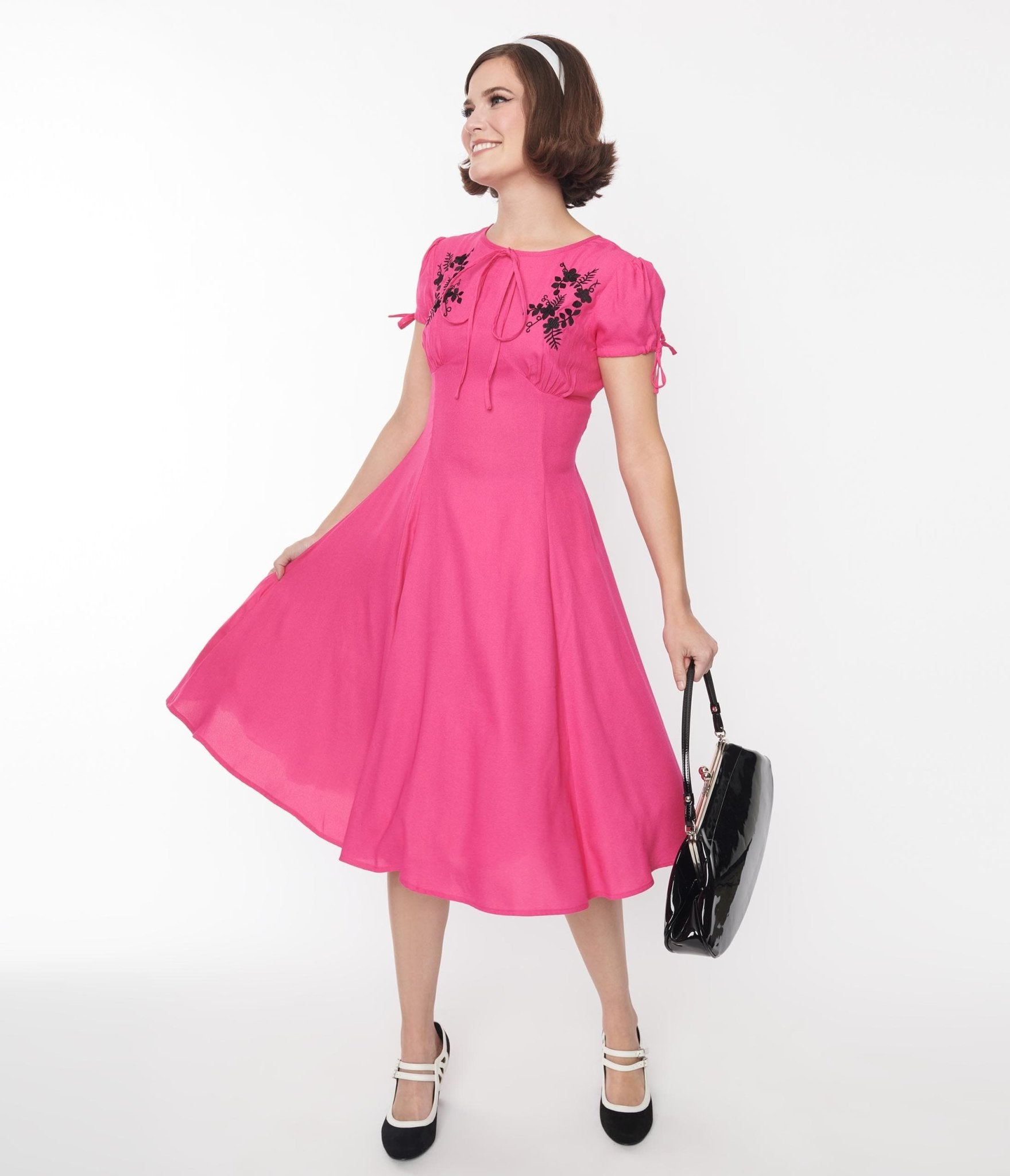 Fuschia Ava Swing Dress - Unique Vintage - Womens, DRESSES, FIT AND FLARE