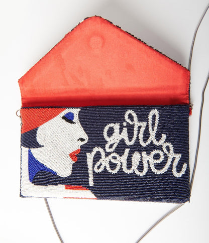 Girl Power Beaded Clutch - Unique Vintage - Womens, ACCESSORIES, HANDBAGS