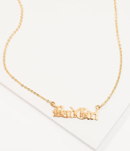 Gold Bad Girl Pendant Necklace - Unique Vintage - Womens, ACCESSORIES, JEWELRY