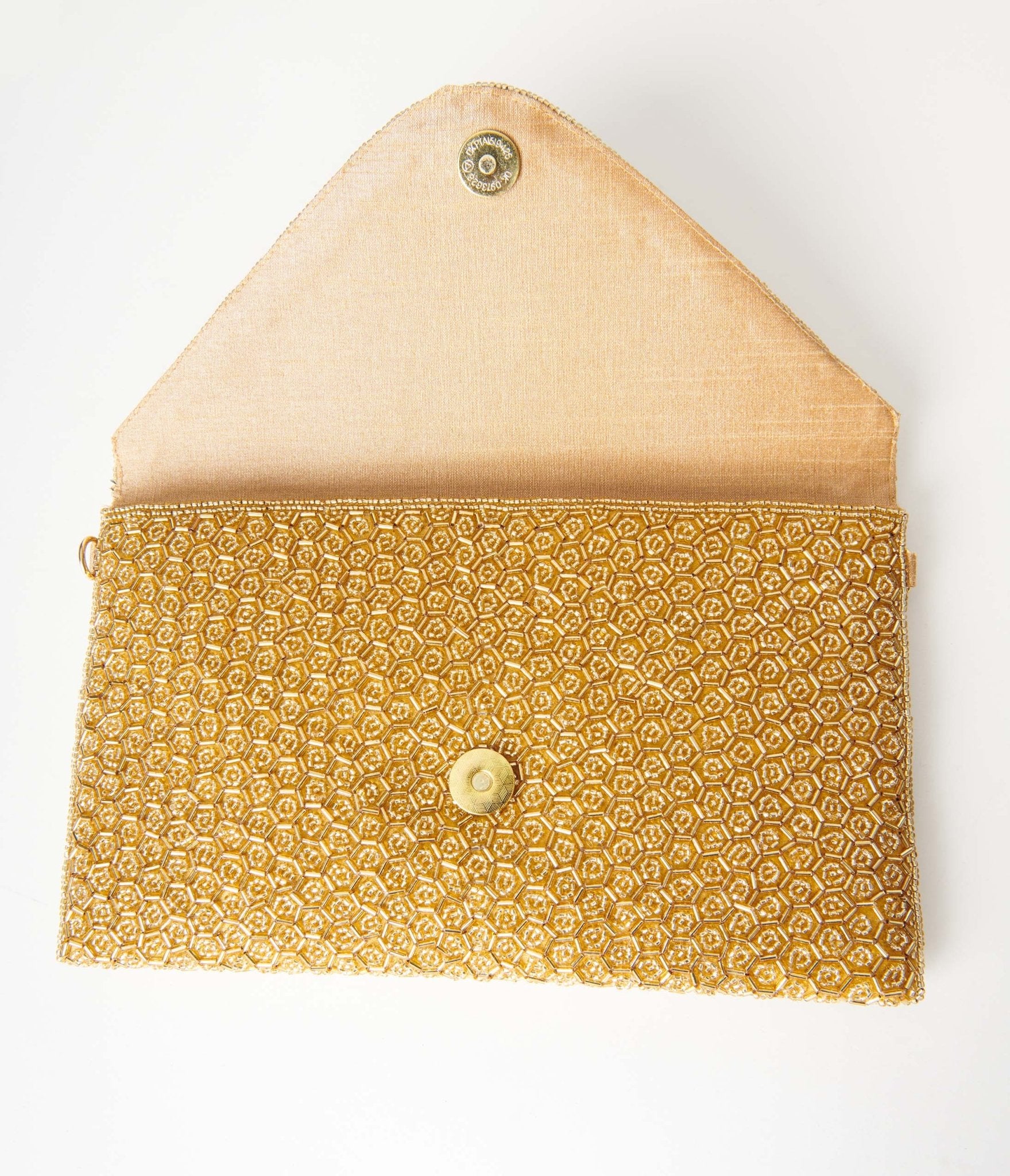 Gold Beaded Evening Envelope Clutch - Unique Vintage - Womens, ACCESSORIES, HANDBAGS